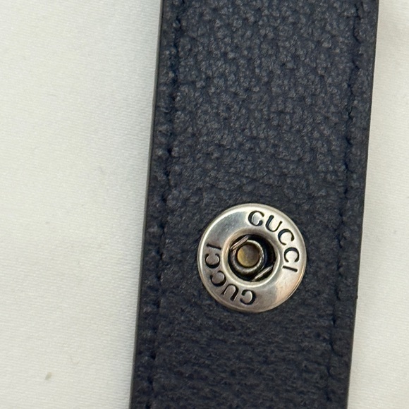 Gucci Navy Blue Leather Bag Replacement Strap with Silver Tone Hardware - Picture 3 of 11
